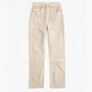 Abercrombie Ultra High Rise Ankle Straight Jean in Khaki
